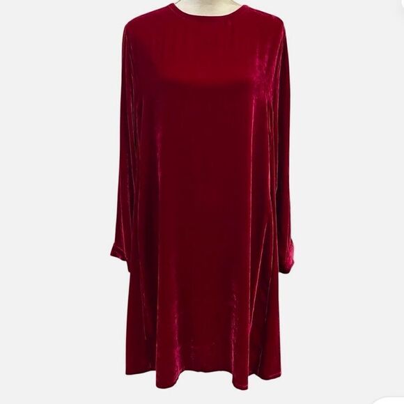 NWT Eileen Fisher RUBY Velvet Crew Neck K/L Dress - Picture 1 of 7